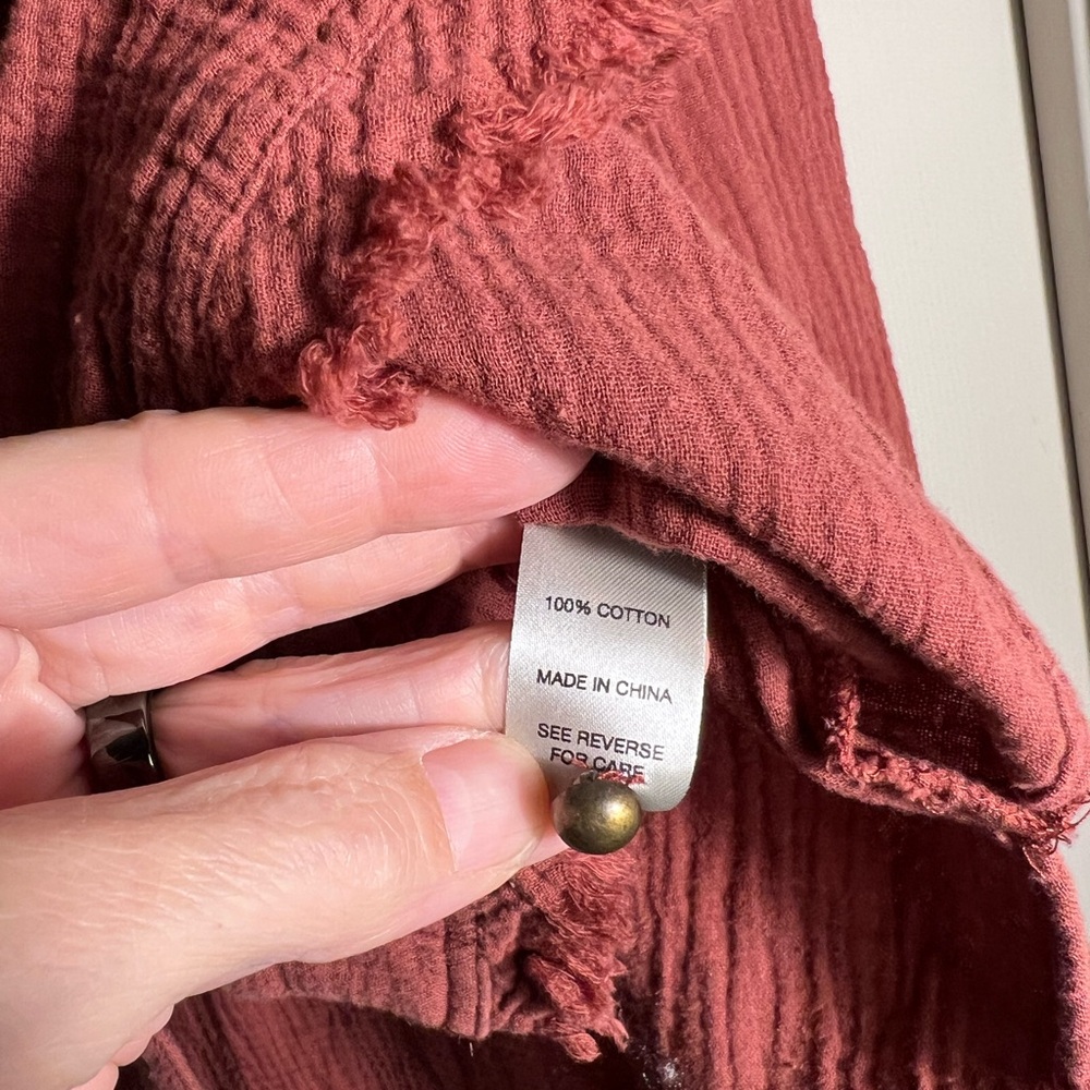 Bke Red Rust Patterned Button-Up Shirt Western Az… - image 6